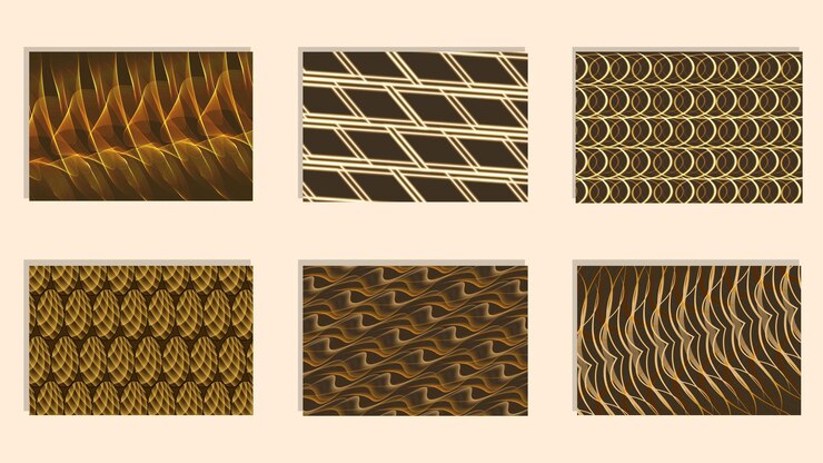 Vector conjunto de patrones geométricos marrones. patrón de cubos 3d de impresión de diseño gráfico hexagonal geométrico abstracto