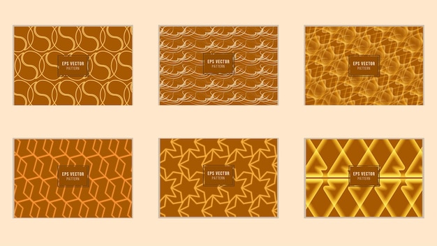 Conjunto de patrones geométricos marrones. Patrón de cubos 3d de impresión de diseño gráfico hexagonal geométrico abstracto