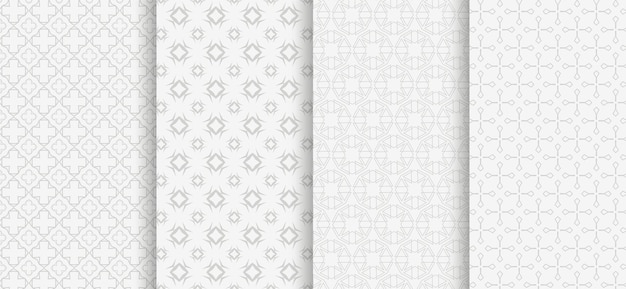 Conjunto de patrones geométricos simples en blanco