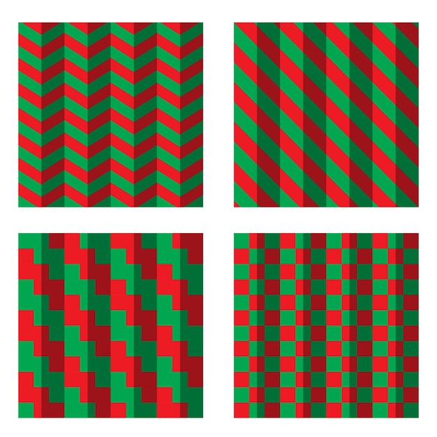 Conjunto de patrones geométricos verdes y rojos