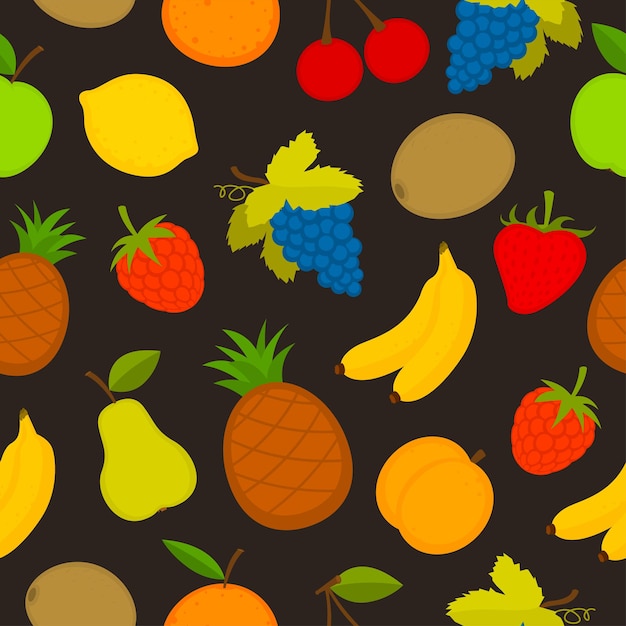 Conjunto de patrones de ilustración de frutas vectoriales, formato eps 10
