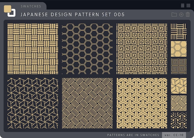 conjunto de patrones japoneses sin costuras serie 005