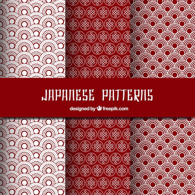 Conjunto de patrones japoneses rojos