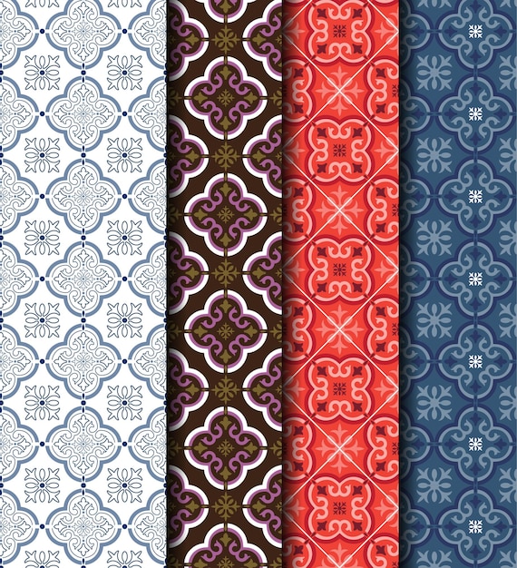 Conjunto de patrones de línea sin costura, fondo de color. Elegante decoración vintage, retro, árabe, decoración de etiquetas navideñas. Marco geométrico abstracto, ilustración vectorial. Estilo Art Deco, colores claros.