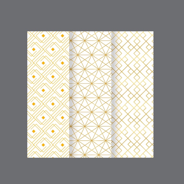 Conjunto de patrones de lujo sin costuras vectoriales Colección de patrones ornamentales en color azul marino y dorado