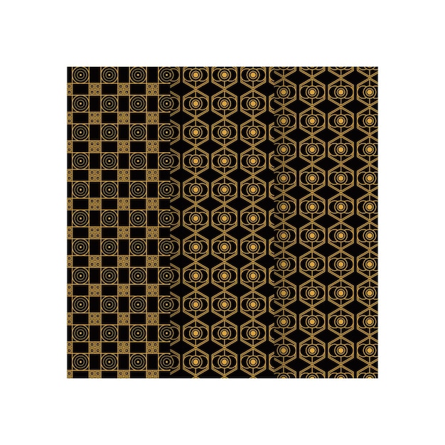 Conjunto de patrones de lujo sin costuras vectoriales Colección de patrones ornamentales en color azul marino y dorado