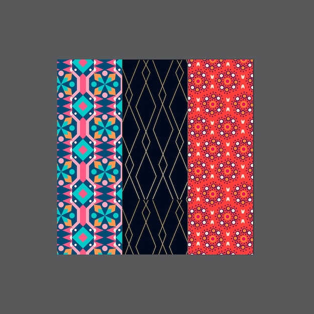 Conjunto de patrones de lujo sin costuras vectoriales Colección de patrones ornamentales en color azul marino y dorado