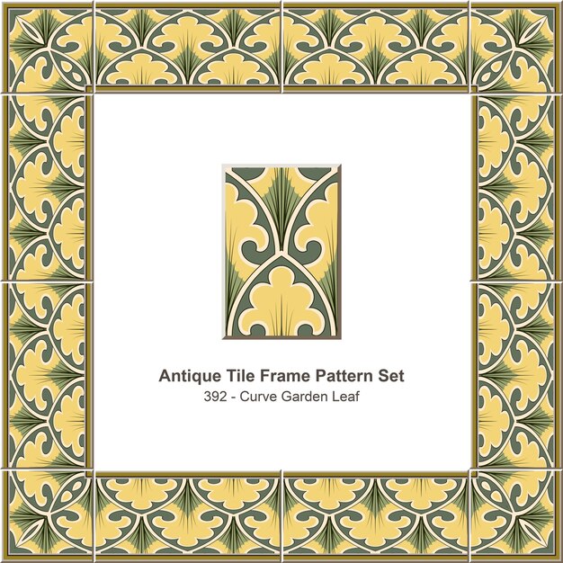 Conjunto de patrones de marco de azulejos antiguos Curve Garden Leaf
