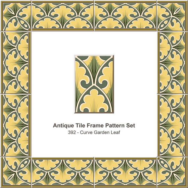 Conjunto de patrones de marco de azulejos antiguos curve garden leaf