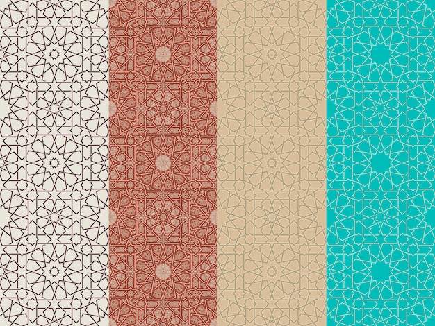 Conjunto de patrones marroquíes islámicos sin costura