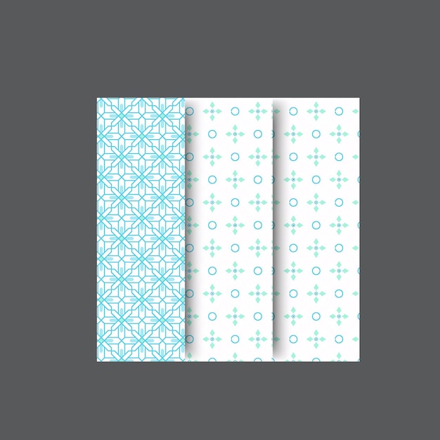Conjunto de patrones de medio tono vectorial abstracto Patrones geométricos retro de fantasía Decoración de líneas sin costuras patte