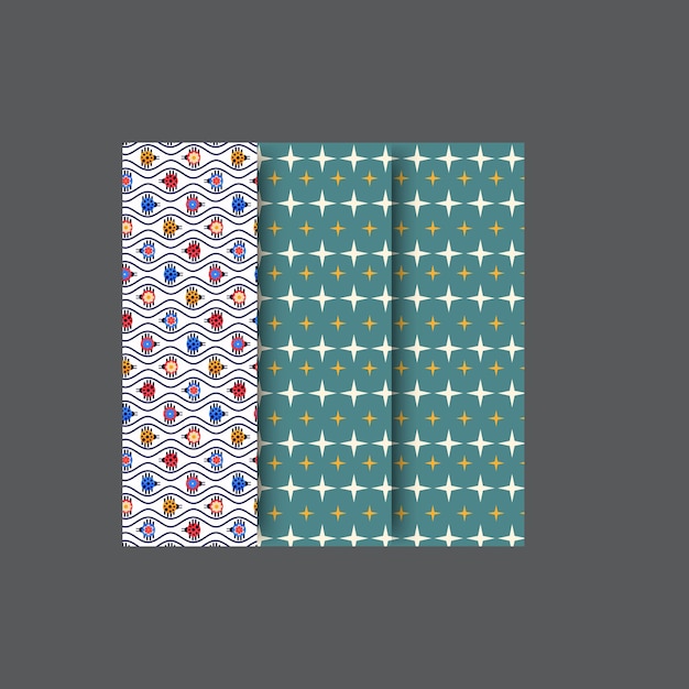 Conjunto de patrones de medio tono vectorial abstracto Patrones geométricos retro de fantasía Decoración de líneas sin costuras patte