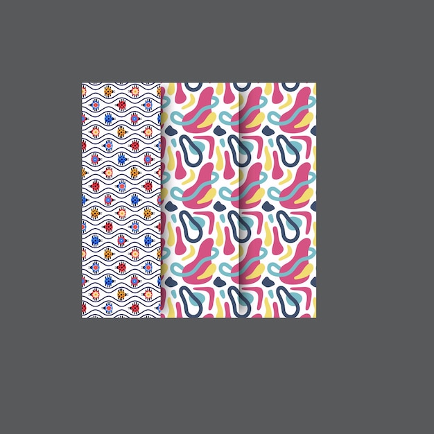 Conjunto de patrones de medio tono vectorial abstracto Patrones geométricos retro de fantasía Decoración de líneas sin costuras patte