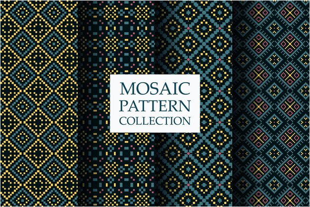 Conjunto de patrones de mosaico con estilo abstracto