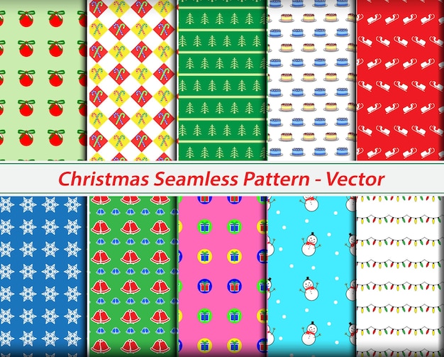 conjunto de patrones navideños sin costuras realistas o tema de fondo transparente o patrón completo de color