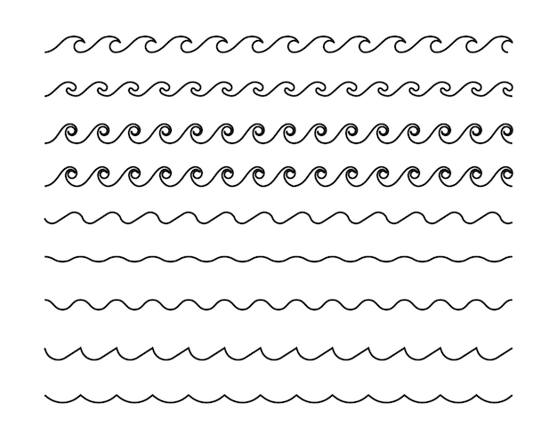 Conjunto de patrones de ondas sin costuras. Ondas de agua.