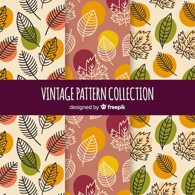 Vector conjunto de patrones de otoño estilo vintage