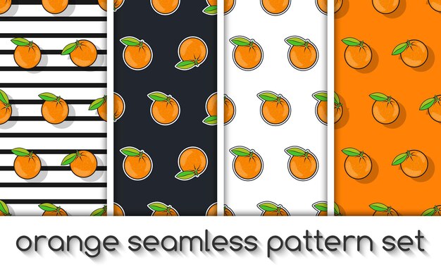 Conjunto de patrones con papel tapiz de textura transparente de naranjas Envoltura textil vectorial con verano