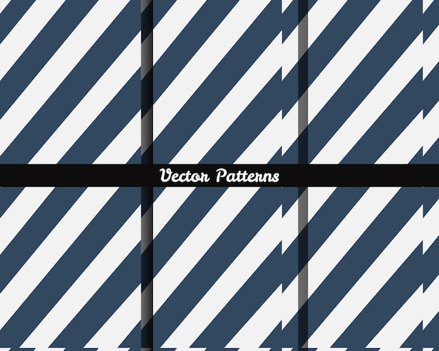 Un conjunto de patrones de rayas azules y blancas con el patrón vectorial de palabras.