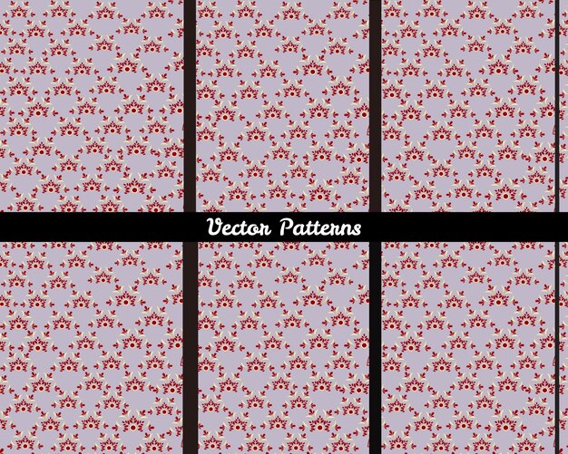 Un conjunto de patrones rojos y blancos con las palabras patrones vectoriales.