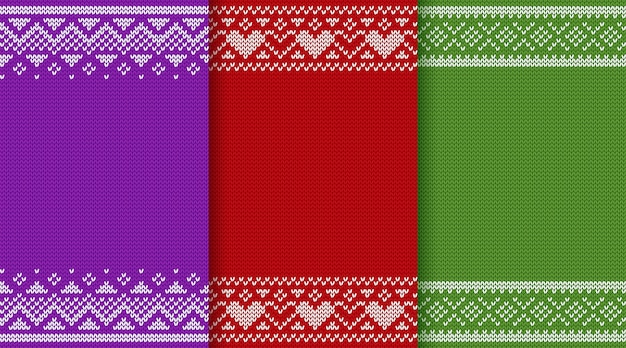 Conjunto de patrones de textura de tejer de navidad