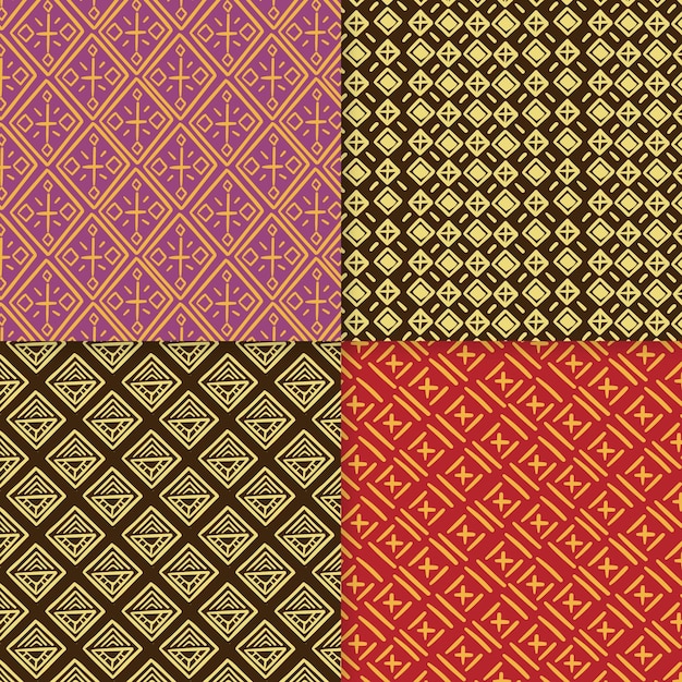 Conjunto de patrones tradicionales de songket.