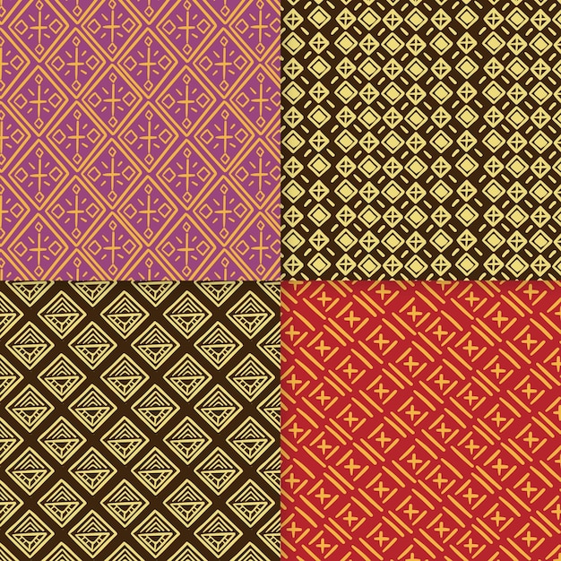 Vector conjunto de patrones tradicionales de songket.