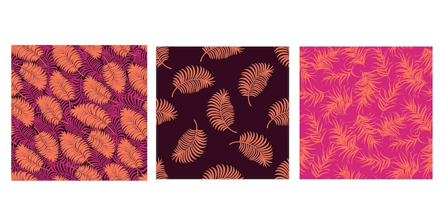 Conjunto de patrones tropicales con hojas de palmera mínimas.