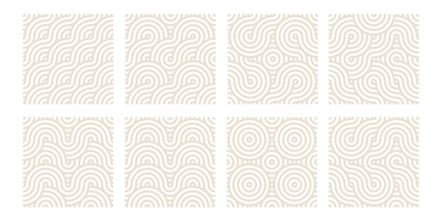 Conjunto de patrones vectoriales abstractos geométricos fondos de ondas elegantes papel tapiz oriental