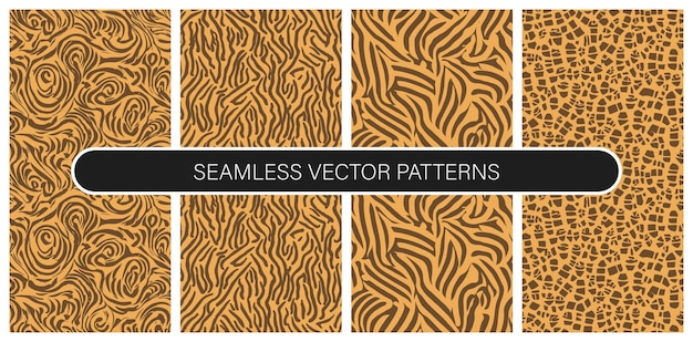 Conjunto de patrones vectoriales sin costuras en colores planos