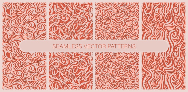 Conjunto de patrones vectoriales sin costuras en colores planos