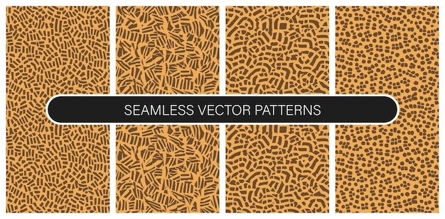 Conjunto de patrones vectoriales sin costuras en colores planos