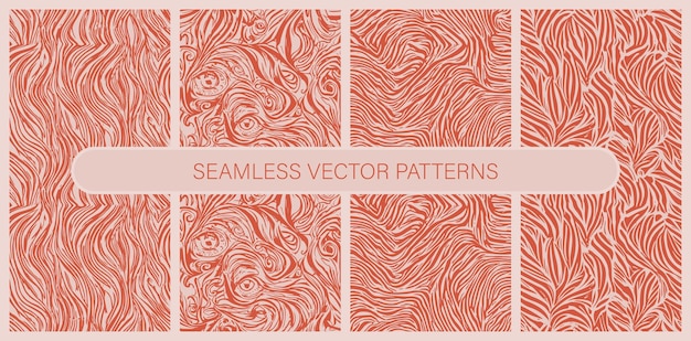 Conjunto de patrones vectoriales sin costuras en colores planos