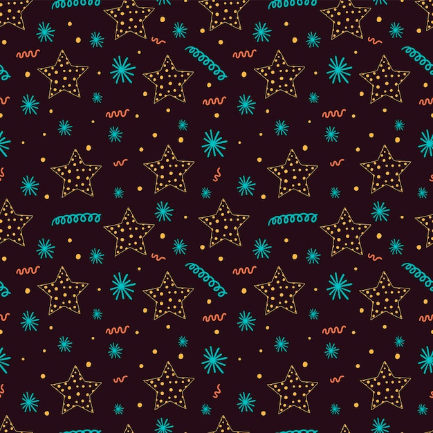 Un conjunto de patrones vectoriales sin costuras con estrellas dibujadas a mano