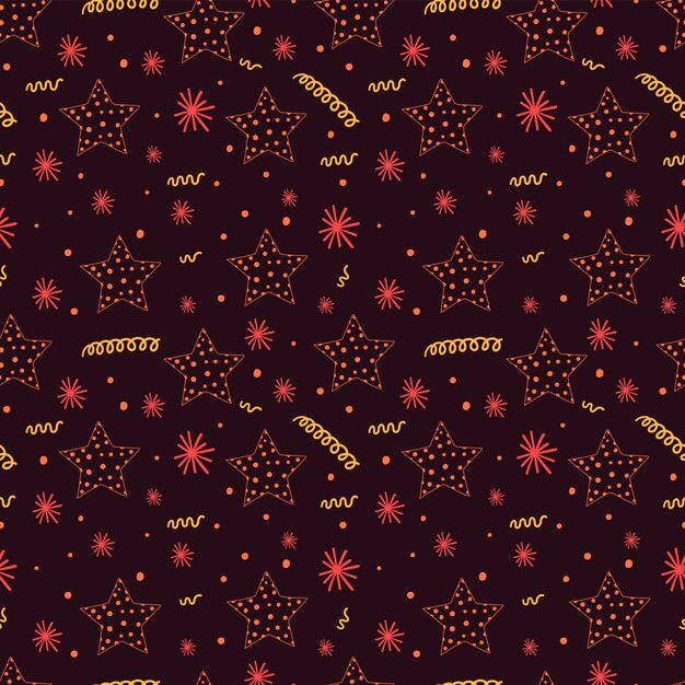 Un conjunto de patrones vectoriales sin costuras con estrellas dibujadas a mano