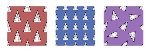 Un conjunto de patrones vectoriales sin fisuras de casas en blanco y negro al estilo de garabatos