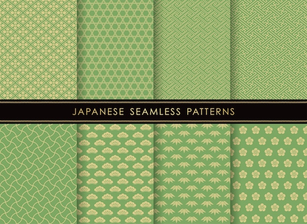 Conjunto de patrones vintage vector transparente japonés