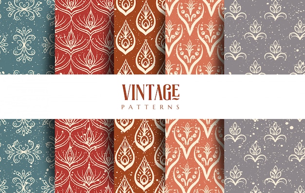 Vector conjunto de patrones vintage