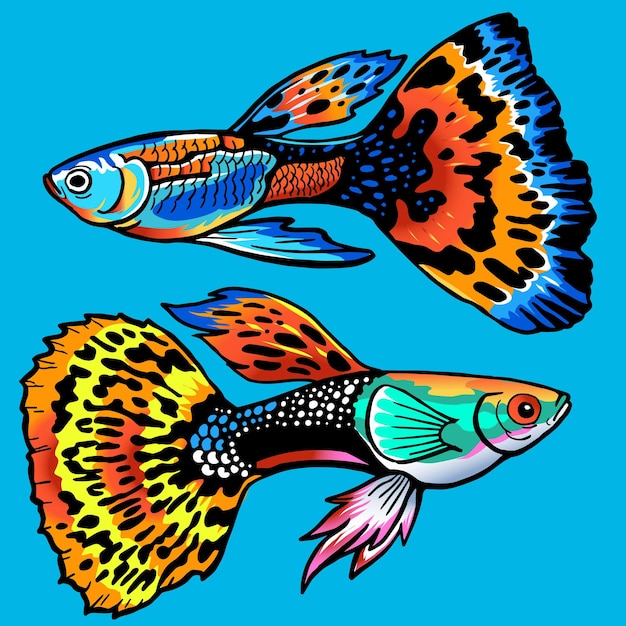 Conjunto de peces Guppy para la colección de gamefish