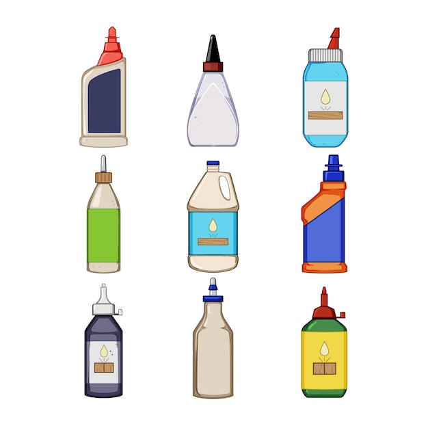 conjunto de pegamento de madera ilustración vectorial de dibujos animados