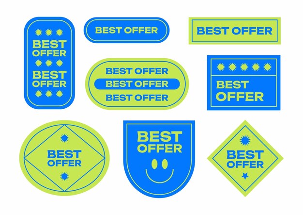 Un conjunto de pegatinas azules y verdes para la mejor oferta Cool Trendy Shopping Stickers Pack