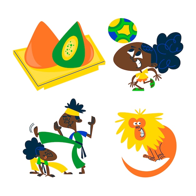 Conjunto de pegatinas de carnaval de brasil