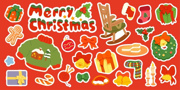 Conjunto de pegatinas de decoración de feliz navidad