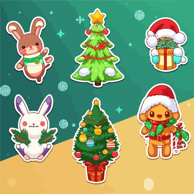 Conjunto de pegatinas de decoración navideña colección de pegatinas de adornos de atributos navideños vacaciones de año nuevo