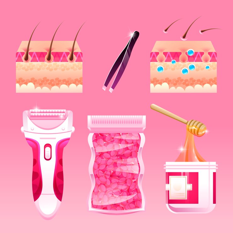 Vector conjunto de pegatinas para la depilación láser