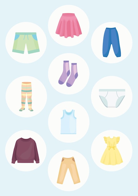 conjunto de pegatinas de desarrollo del bebé conjunto de ilustración de ropa de bebé