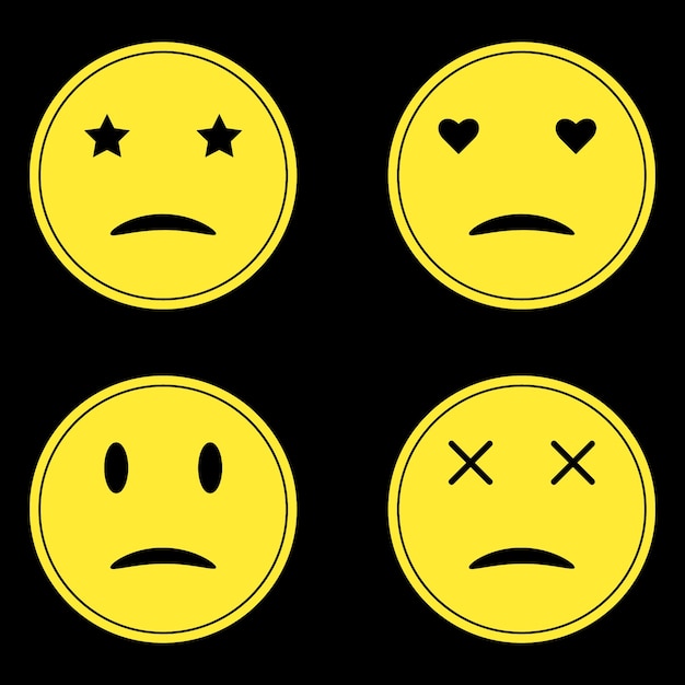 conjunto de pegatinas de emoji de humor triste vectorial