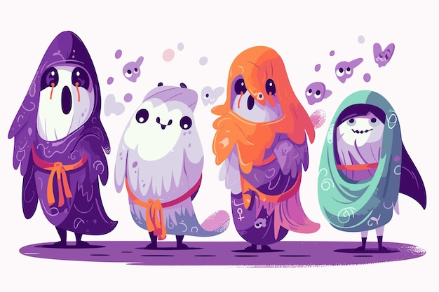 Conjunto de pegatinas de fantasmas de Halloween Creepy baby boo personajes para niños