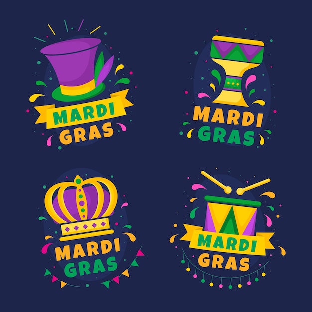 Conjunto de pegatinas para la festividad de mardi gras