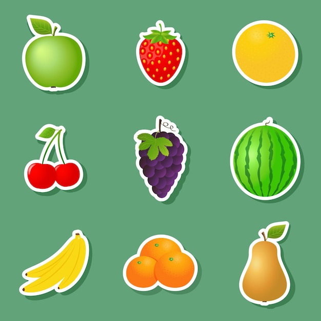 Vector conjunto de pegatinas de frutas